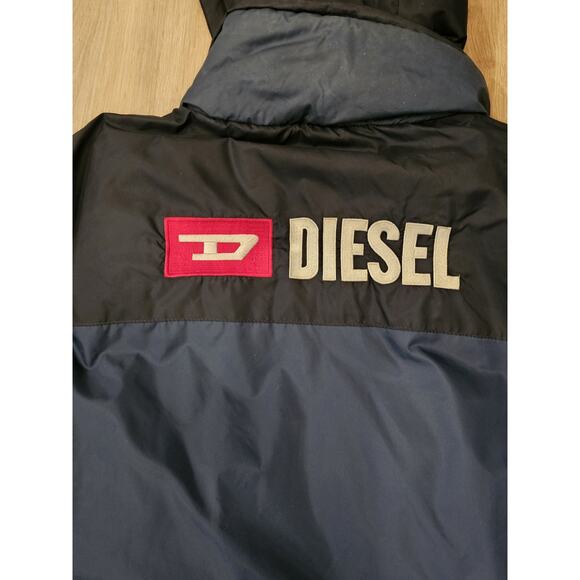 Vintage 90s Y2K Diesel Oversized Reversible Puffer Jacket Men's Large Blue - Picture 7 of 8
